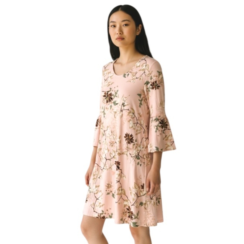 New! New Directions Pink Floral Bell 3/4 Sleeve size Petite Small